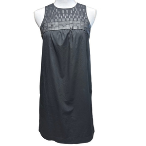 VINCE Women's Sheath Dress Black Square Embellished Sleeveless Cocktail LBD Sz 4